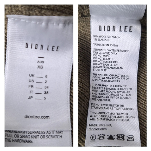 NWT Dion Lee Size XS/2 Warm Khaki Cable Cut-Out Back Tie Turtleneck Sweater - Picture 15 of 16